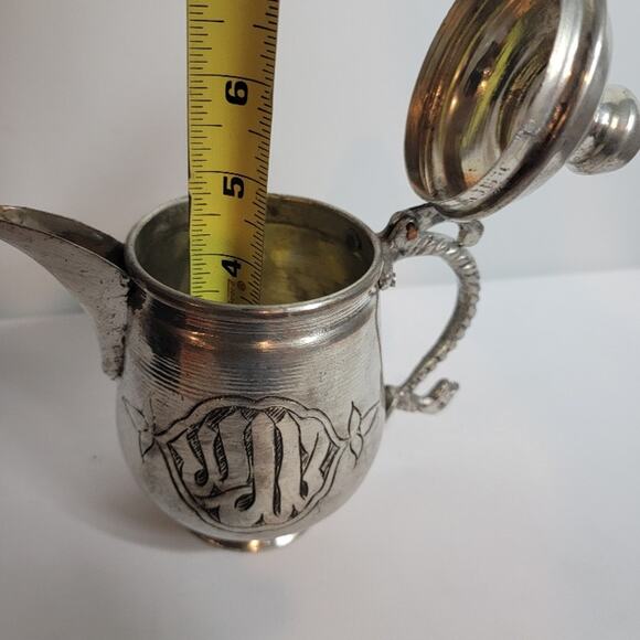 Embossed Turkish Moroccan Teapot Nickel Copper 16 oz - Picture 8 of 13